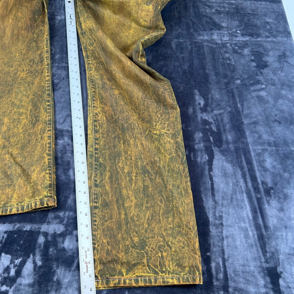 Robin's Jean Denim Jeans Mens 40 Yellow Acid Wash Studded Wing Distressed - Picture 6 of 14